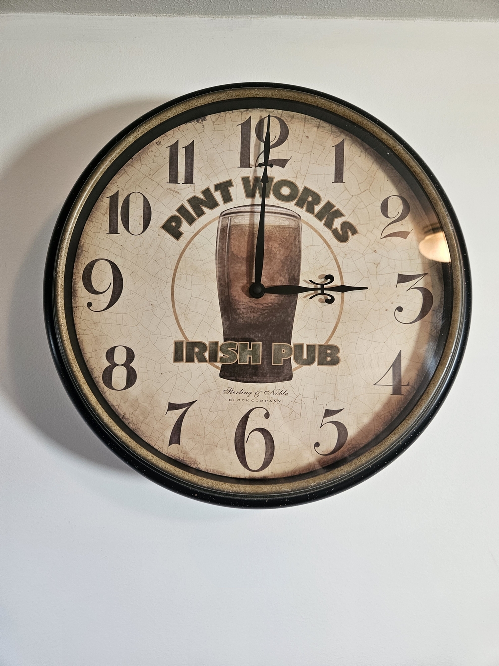 Sterling & Noble Pint Works Irish Pub Wall Clock - Brown